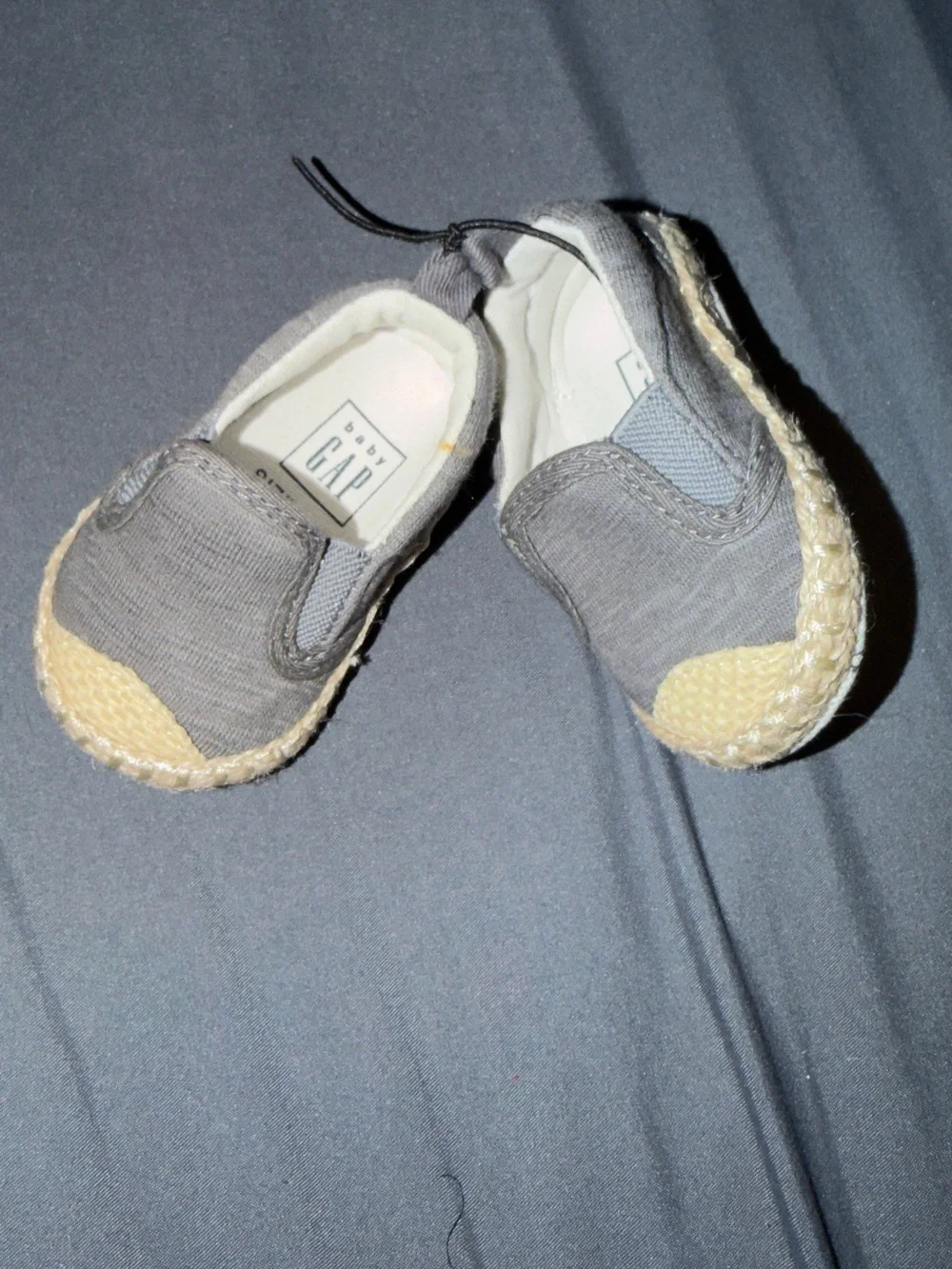 Baby Gap newborn gray espadrille slip on crib shoes 0 to 3 months